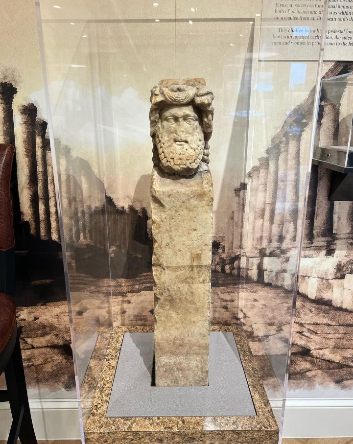 Go2HuntsvilleTX's tweet photo. Explore a genuine 1st-century A.D. Roman marble herm featuring Bacchus, god of vegetation, at Cafe Texan History Museum & Library! Formerly owned by John Hays Hammond Jr., it's one of many captivating pieces on display daily. #VisitHuntsvilleTX #Huntsville #PureTexas https://t.co/vy4FYgjIi7