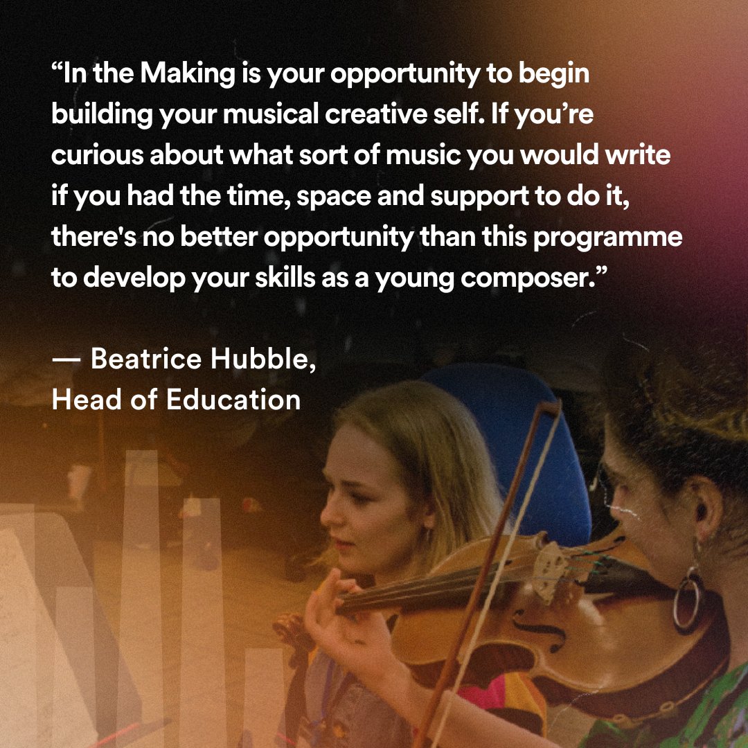 In the Making, our artist development programme for composers aged 14-18, is open for applications now 📣⁠
⁠
It is the only programme of its type in the UK that supports young music creators and composers. For more information, head to soundandmusic.org/programmes/in-… 🔗✨
