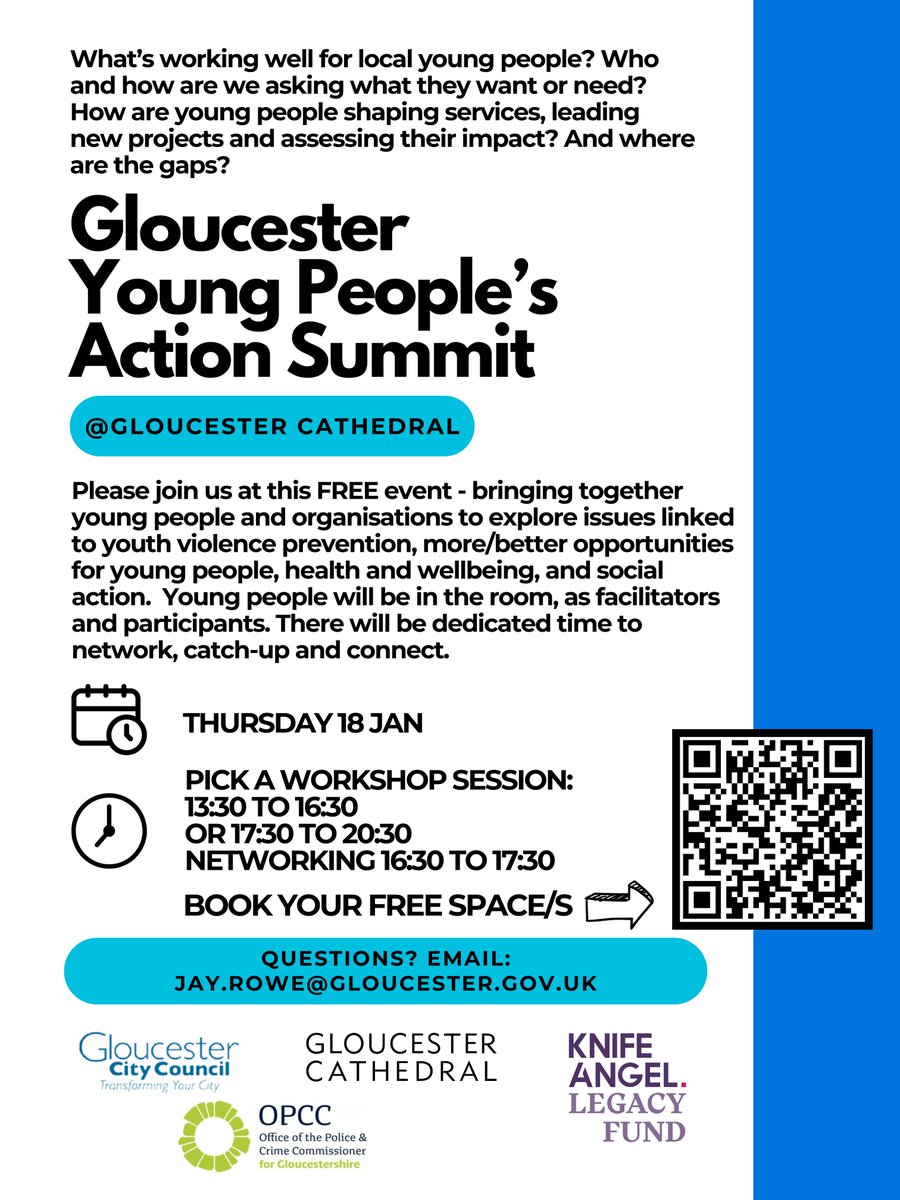 Working with children and young people in Gloucester in 2024? Join us at this FREE event to explore the issues that matter most to them - with them #KnifeAngelLegacyFund
