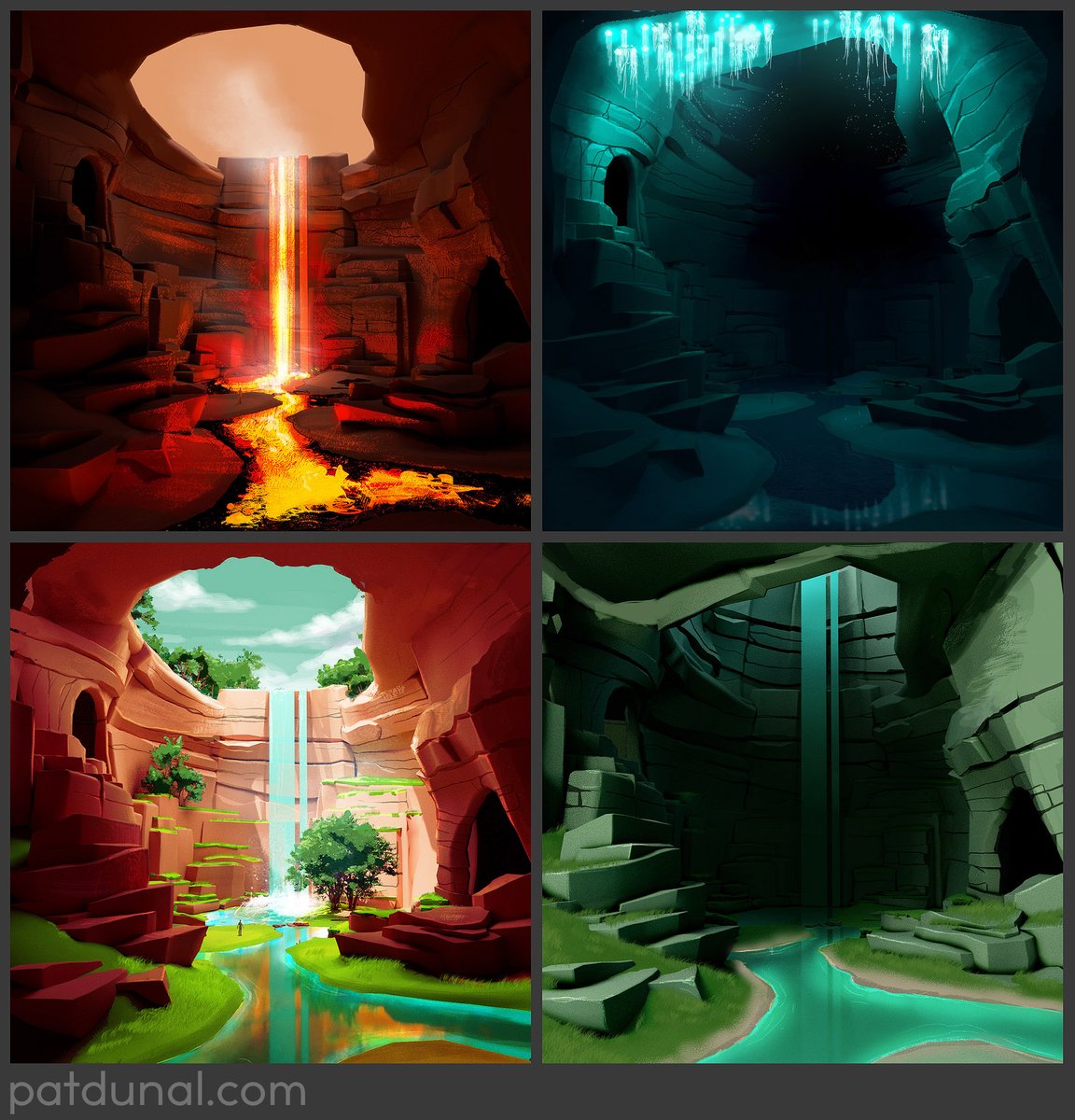 patdunal's tweet photo. Some more lighting and colour studies. 3D blockout modelled in Maya. Rendered using Arnold. 2D in Photoshop. https://t.co/FTXrYhlrMY