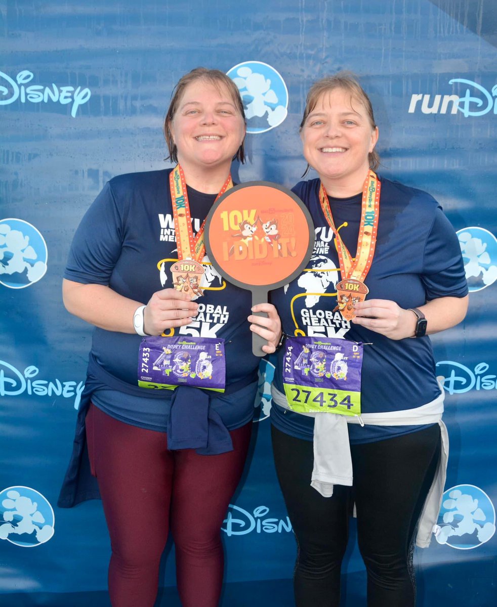 10K went great with @eceeroj. 9.3 miles down, another 39.3 to go 😳 #dopeychallenge @runDisney