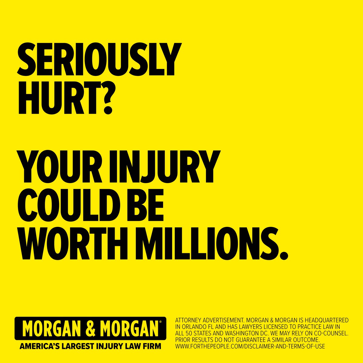Morgan & Morgan recently won a car crash client $25 million. When you're seriously hurt, your injury could be worth millions. You can start your claim now in just a click #ad forthepeople.com/HORSING