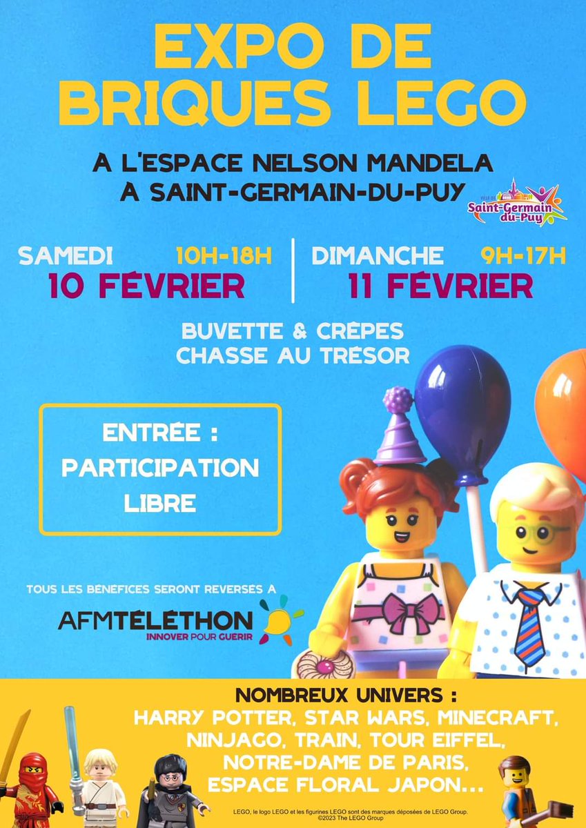 telethon18's tweet photo. On note la date.
Expo Lego pour le Téléthon revient dans le #Cher à Saint Germain du Puy à côté de #Bourges
#LEGO https://t.co/eg7ulkO2yC