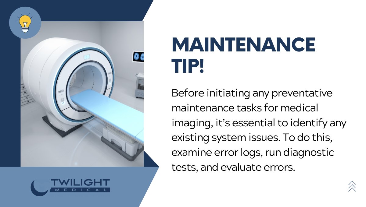 twilightmedinc's tweet image. Maximize the efficiency of your #MedicalImagingEquipment!

Effective #PreventativeMaintenance starts with pinpointing the current system issues. 

Step up your #EquipmentPerformance today with a full-scale system review.

#MaximizeEfficiency #MedicalImagingCare