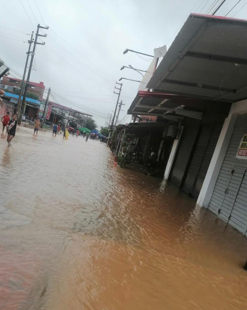 En Yurimaguas (Alto Amazonas, Loreto), las lluvias afectan levemente a 23 asentamientos humanos cercanos al río Huallaga. Varios sembríos están inundados. Foto: Limber Tapullima.