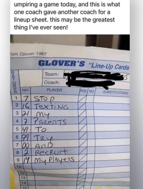 CTGProjectHQ's tweet image. Ahh the state of youth sports. Shared by a friend today. We are laughing and crying