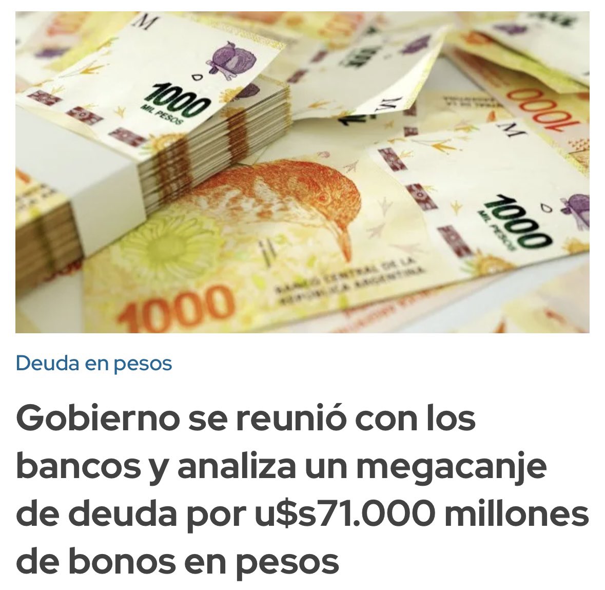 CarlosMaslaton's tweet photo. Un megacanje es una operación financiera por la cual el estado deudor patea la deuda presente garantizándole al acreedor, mediante un dibujo, mucha más plata real de la que debía. Se diseña a propósito para robarle al pueblo y en fraude al estado. Si les gusta déjenla prosperar. https://t.co/2AeY3T30vS