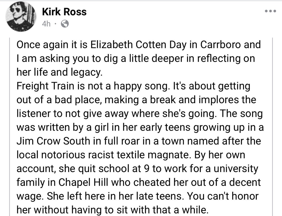 a reflection on libba cotten day (shared with permission of Kirk Ross)