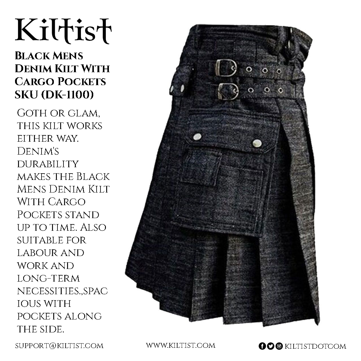 KiltistDotCom's tweet image. The Black Men's Denim Kilt With Cargo Pockets not only exudes style but also boasts durability, standing up to the test of time. 
Inbox us to place your order or click the URL below to order on our websites
kiltist.com/black-men-deni…
 #blackdenimkilt #activemen #cargokilts