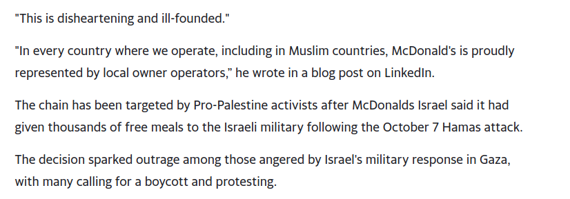 selfgoverned_ca's tweet photo. Wouldn't giving McDonalds to IDF soldiers be a benefit to Palestine? We are aware that food is poison right? https://t.co/LfvU9y859V