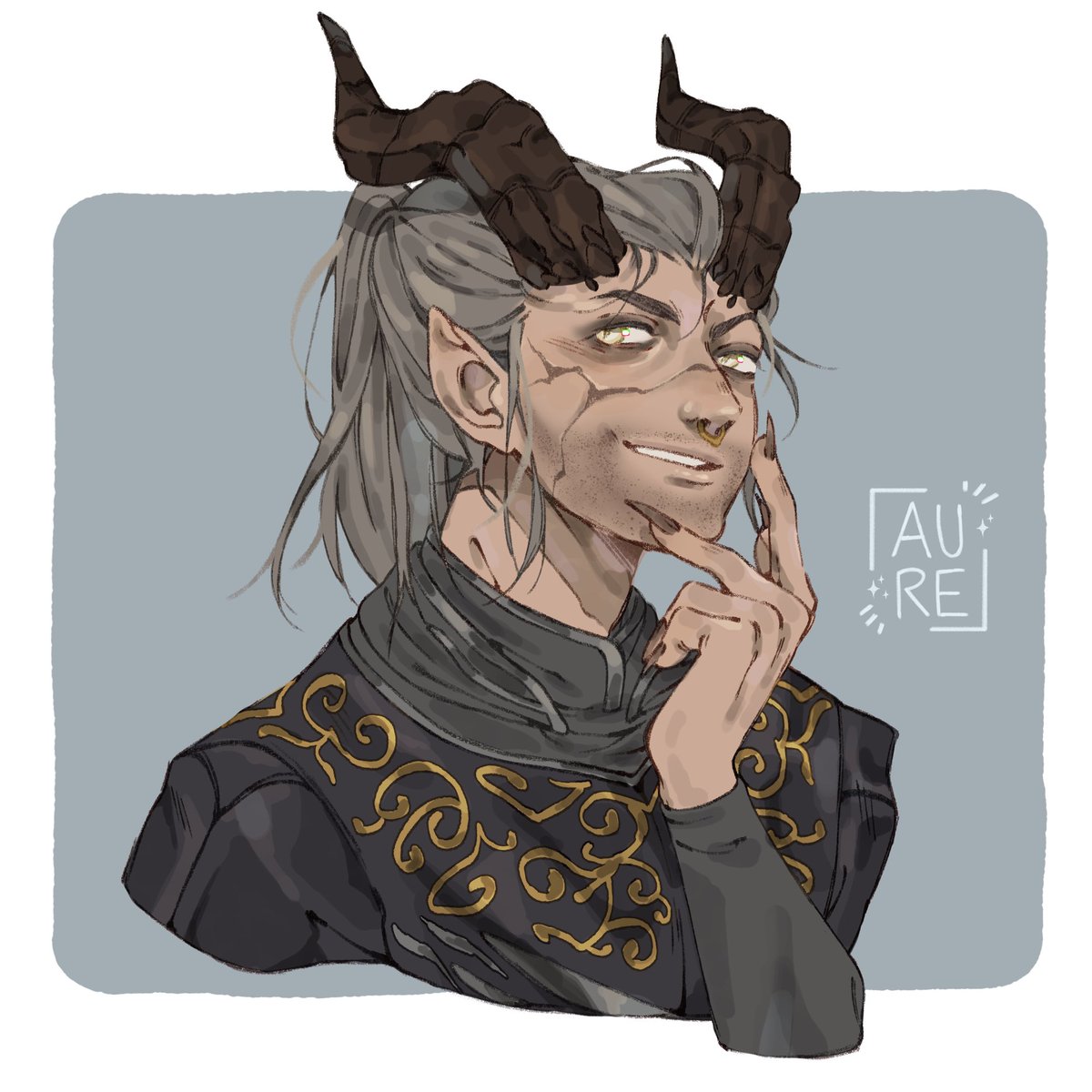 aureritart's tweet photo. part 7 of me drawing your Tavs! 
todays handsome man belongs to @/artlefty on tumblr!
///
#BG3 #bg3tav #bg3fanart #baldursgate3 #tav #ArtistOnTwitter #digitalart #auredrawstav https://t.co/cSAVx50An5