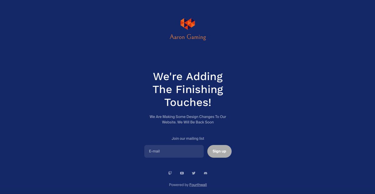 AaronGaming__'s tweet photo. If you're trying to access the Aaron Gaming Centre online. The website is down as we are updating it with some new desgins and refreshing its look of it for 2024
Stay Tuned
👀👀
#Fourthwall https://t.co/aya1cKomK2