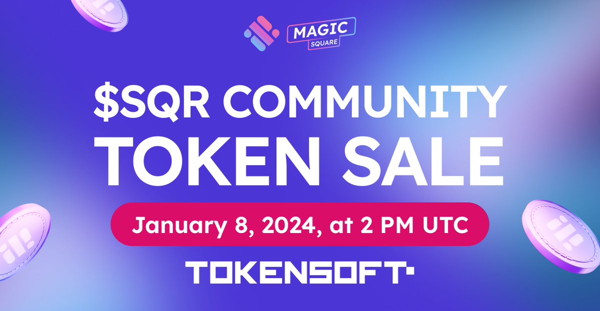 🚀 Exciting News! The #MagicSquare $SQR Community Token Sale is NOW OPEN for registration, Powered by @TokensoftInc 🌟 Tomorrow, we're launching a Special Hot Offer featuring a #BNB Reward to cover your gas fees! 🔗 Ready to join? Sign up here: magicsquare.tokensoft.io Don't…