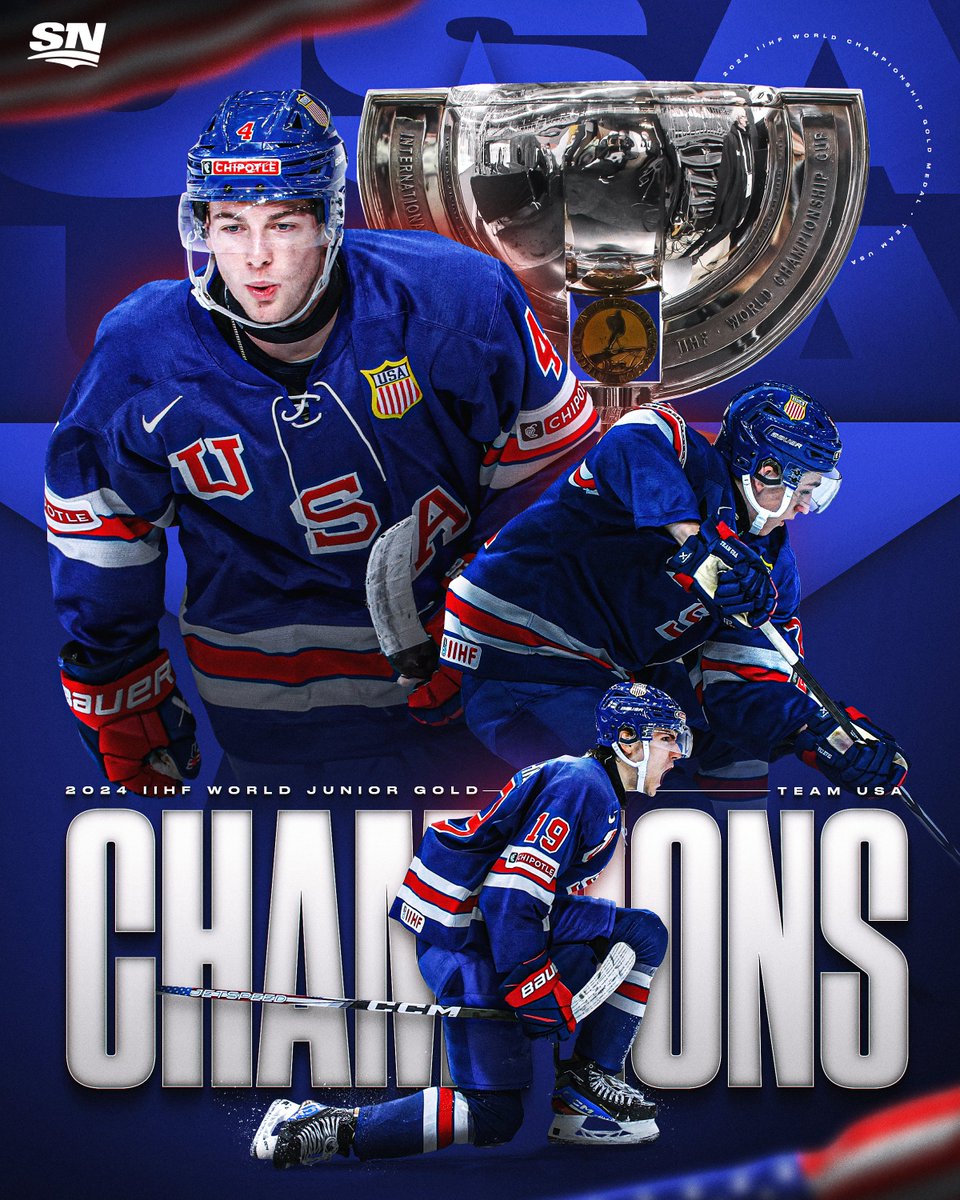 Sportsnet's tweet image. TEAM USA WINS GOLD AT THE WORLD JUNIORS. 🥇