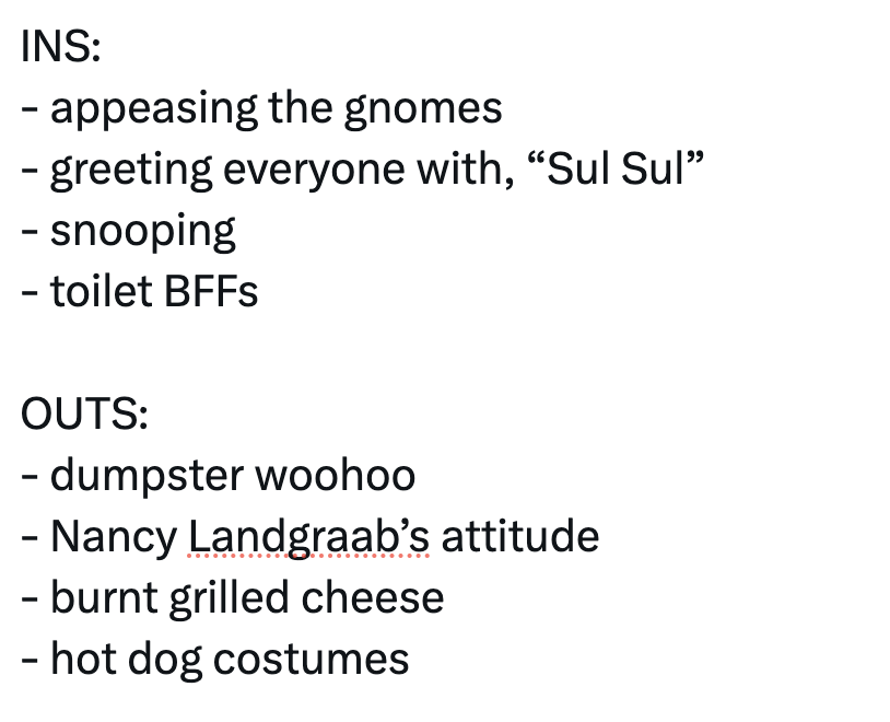 TheSims's tweet photo. A 2024 ins & outs list from yours truly 🤩📝