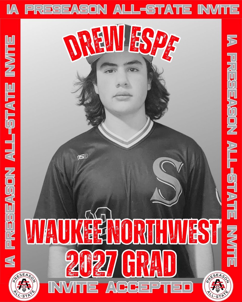 PrepBaseballIA's tweet image. 𝟐𝟎𝟐𝟒 𝐈𝐀 𝐏𝐫𝐞𝐬𝐞𝐚𝐬𝐨𝐧 𝐀𝐥𝐥-𝐒𝐭𝐚𝐭𝐞

Drew Espe ➡️ 𝘐𝘯𝘷𝘪𝘵𝘦 𝘈𝘤𝘤𝘦𝘱𝘵𝘦𝘥

⚾: RHP
🎓: 2027
📚: @NWWolvesBB

#IAPreseasonAS24

👤: loom.ly/zourhkY