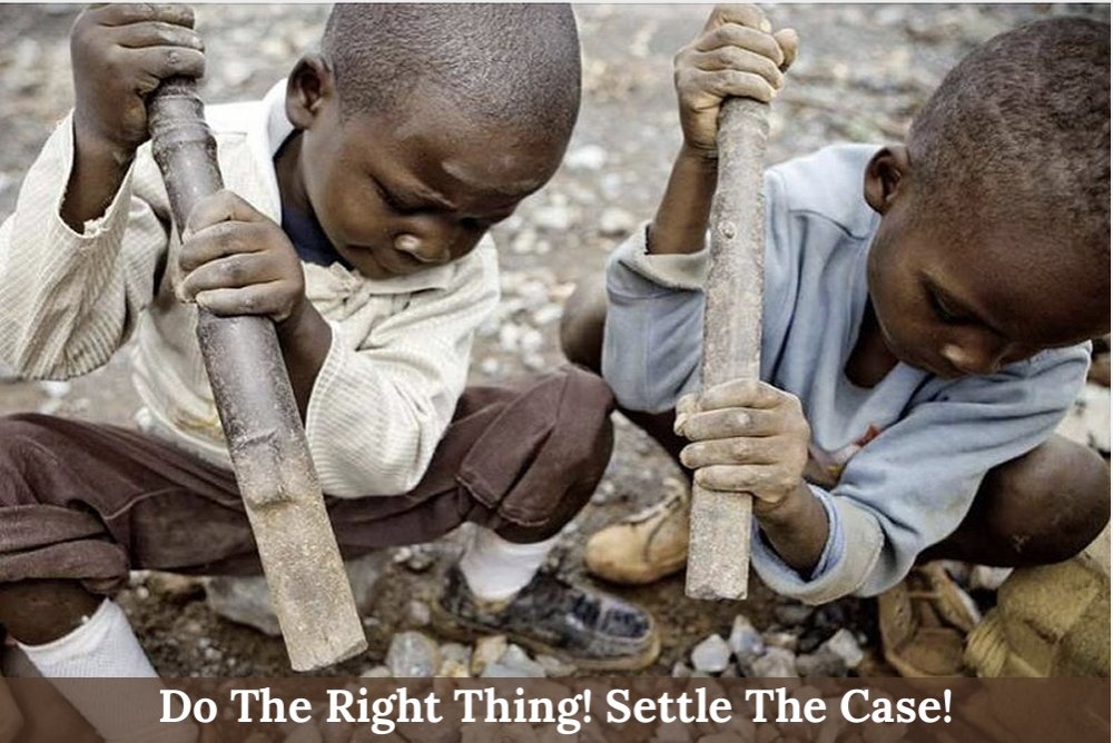 jekscience's tweet photo. @Google I urge your company to do right by the Congolese children and settle the lawsuit with International Rights Advocates.
Your company may not have known about the tragedy of the child miners, but you do now. Use the wealth they helped you earn and support them now. https://t.co/eehsMJLB81