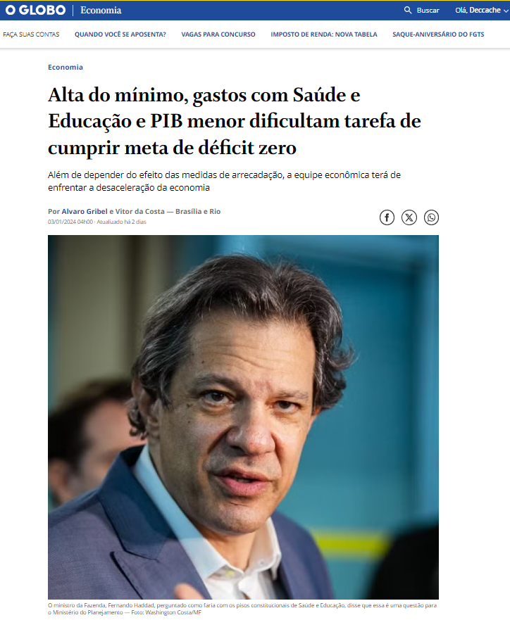 Reconheço e explico abaixo alguns erros em minhas críticas ao Ministro Haddad e ao Globo sobre os supostos ataques à saúde e educação.

Não tenho problema em reconhecer meus erros.

Há meses, venho afirmando que a meta zero é uma armadilha, cujo objetivo seria gerar uma ofensiva