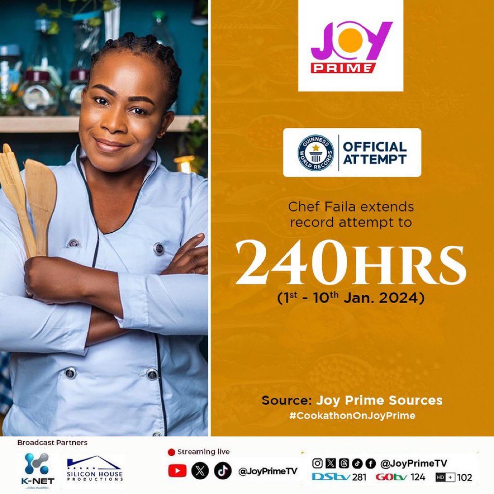 We are cooking for 240 hours.🇬🇭✌️🔥
The person who will try breaking this record "go explain taya"😁.
#CookathonByFaila #FAILACOOKATHON #GuinnessWorldRecords
