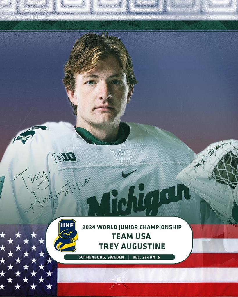 MSUGruff's tweet image. Spartans lead Team USA to a 6-2 win and a WORLD CHAMPIONSHIP GOLD MEDAL! #GoGREEN 🥇🇺🇸

Isaac Howard   - 2 goals
Trey Augustine - 24 saves
