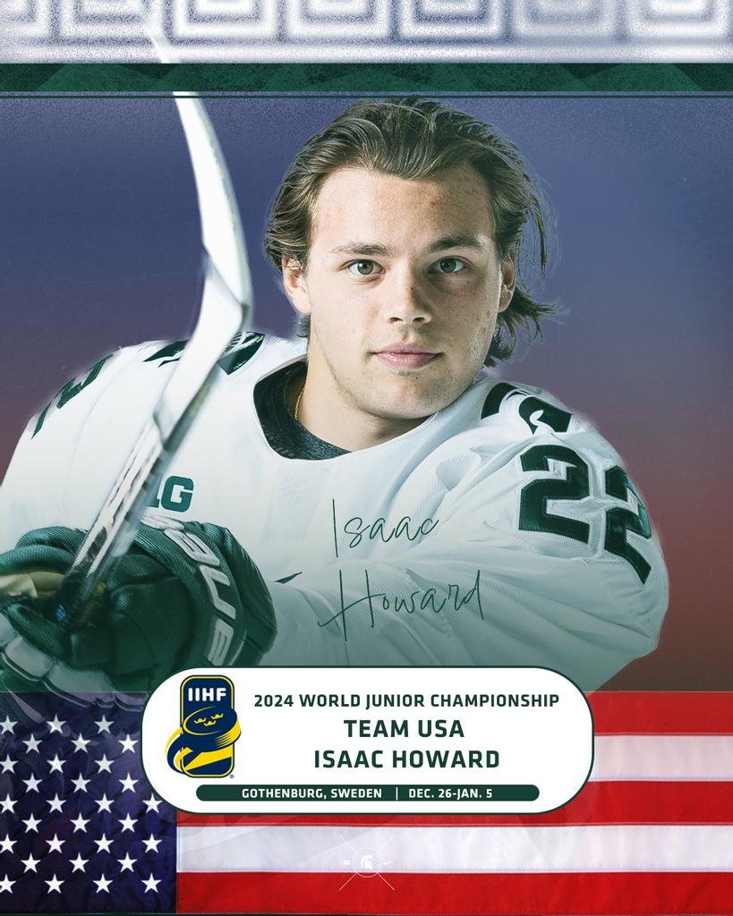 MSUGruff's tweet image. Spartans lead Team USA to a 6-2 win and a WORLD CHAMPIONSHIP GOLD MEDAL! #GoGREEN 🥇🇺🇸

Isaac Howard   - 2 goals
Trey Augustine - 24 saves