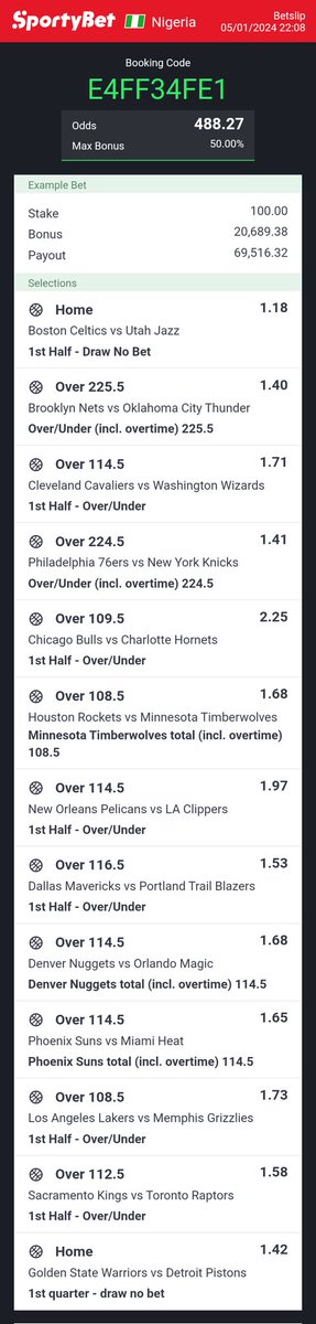 Kenblaze001's tweet photo. NBA Picks 🔞🏀

E4FF34FE1 - 400+ Odds
00AB125 - 60+ Odds

@Ekitipikin @BasketballProfe @TalentedFBG @jayfund11 https://t.co/ynQ7RWtjPi