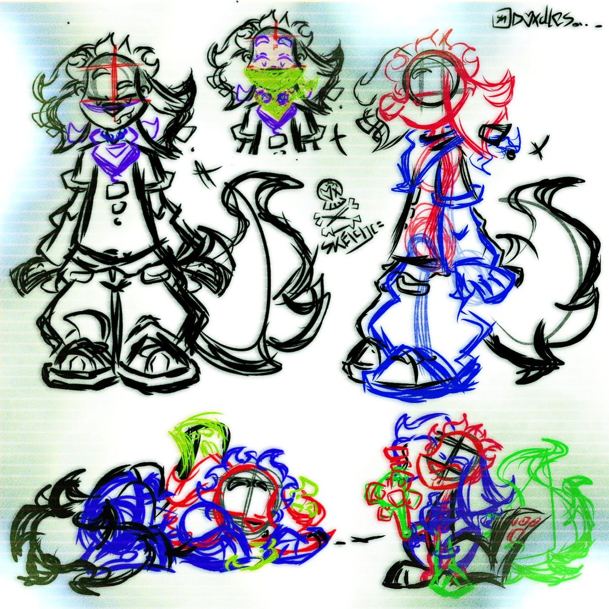 DalmatianSketch's tweet photo. This type of scribble design of this dude in such a "dirty, unfinished form" :D💙💚
 [I still know that I have to finish a certain animation....].
#furryart #orginalchatacter
#furryartwork #characterdesign
#doodles #MESS https://t.co/LrrzHHSC33
