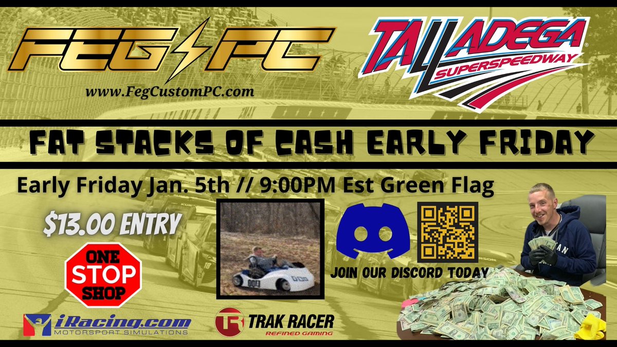 Feg_PC's tweet photo. 2024 Friday Double Header!!
9:00PM Est Green Flag -- Race 1
10:20PM Est Green Flag -- Race 2
-----------
Registration Forms in our Discord
https://t.co/jH3tK3yI1l https://t.co/FbZuzqAomV