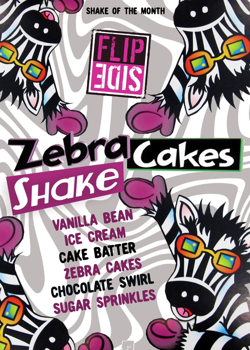 🦓 Introducing the Zebra Cake shake 🦓 

Vanilla bean ice cream / globs of cake batter / zebra cake pieces / chocolate drizzle / sugar sprinkles. Available all January, just for you.