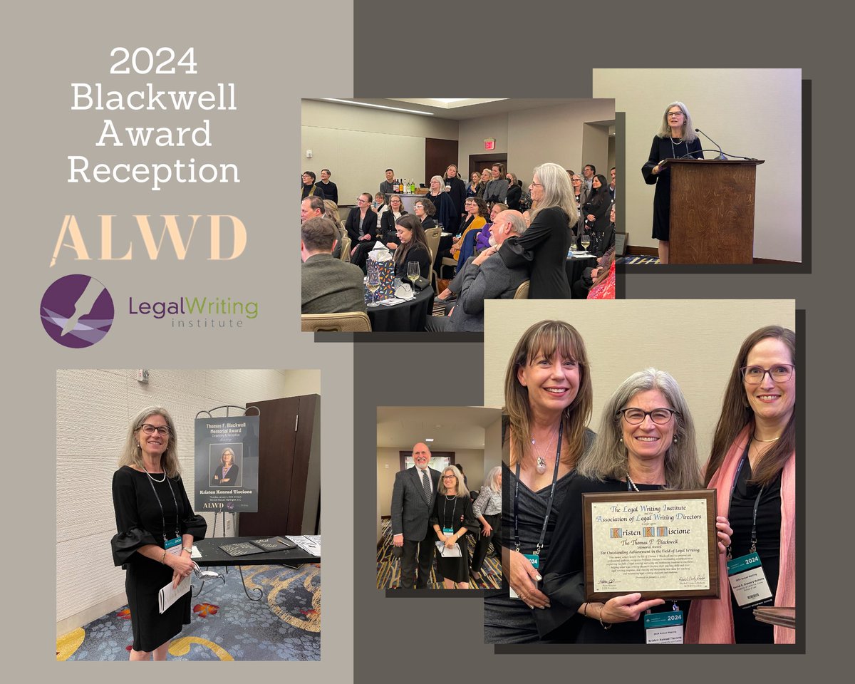 LWIonline's tweet photo. Thanks to all who came out last night to celebrate Kris at the 2024 Blackwell Award reception! It was a wonderful night. Congratulations to Kris on a well-deserved award! #blackwell #ALWD #LWI #legalwriting #aals2024 https://t.co/7vuU546BRX