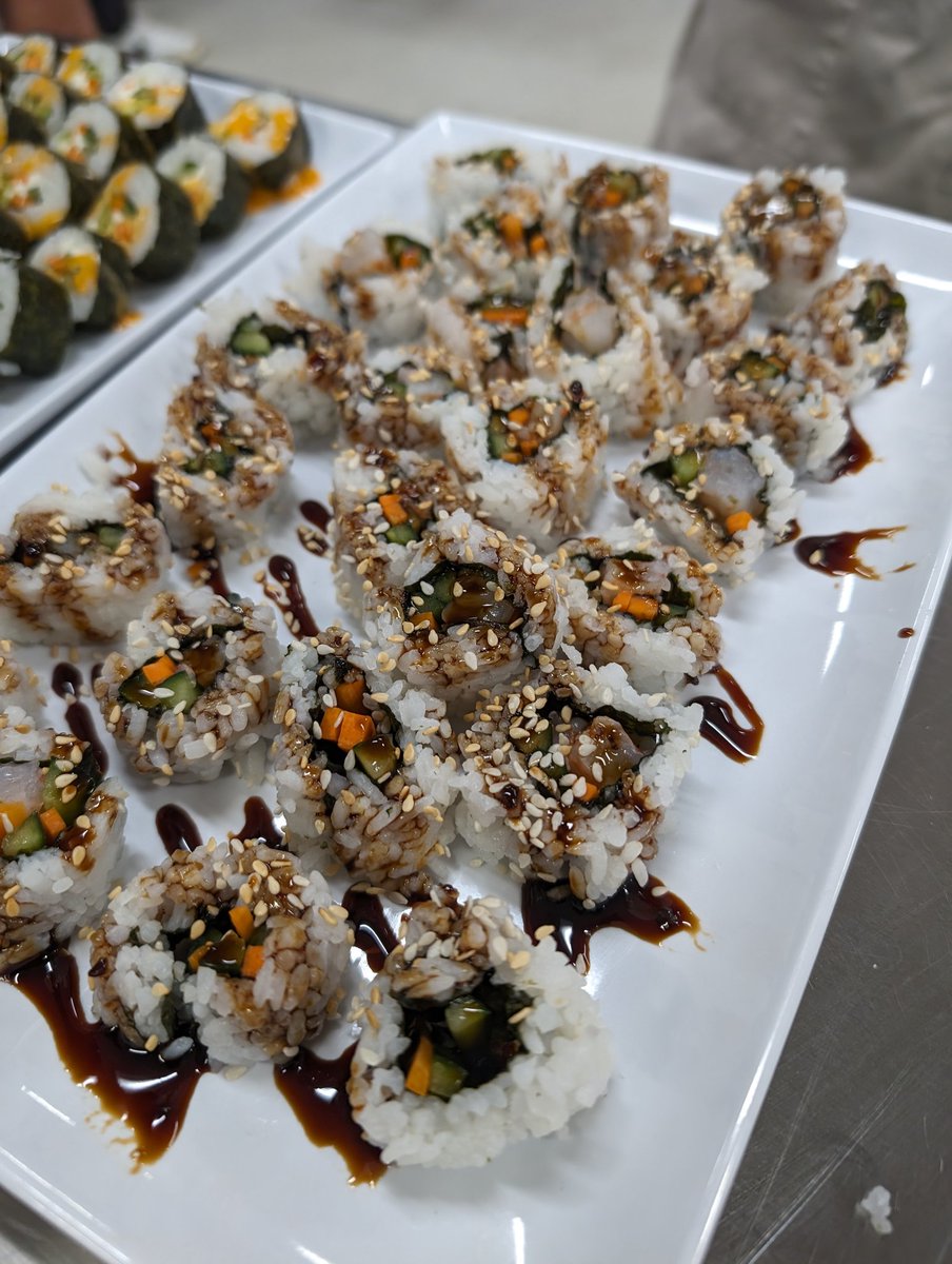 It's hard to believe that today was the last cooking lab for the semester. Students utilized the entire semester's skills to make sushi from scratch (including sauces)! #NHSCulinary #OneChatham #CTERocks #CookingWithChefX