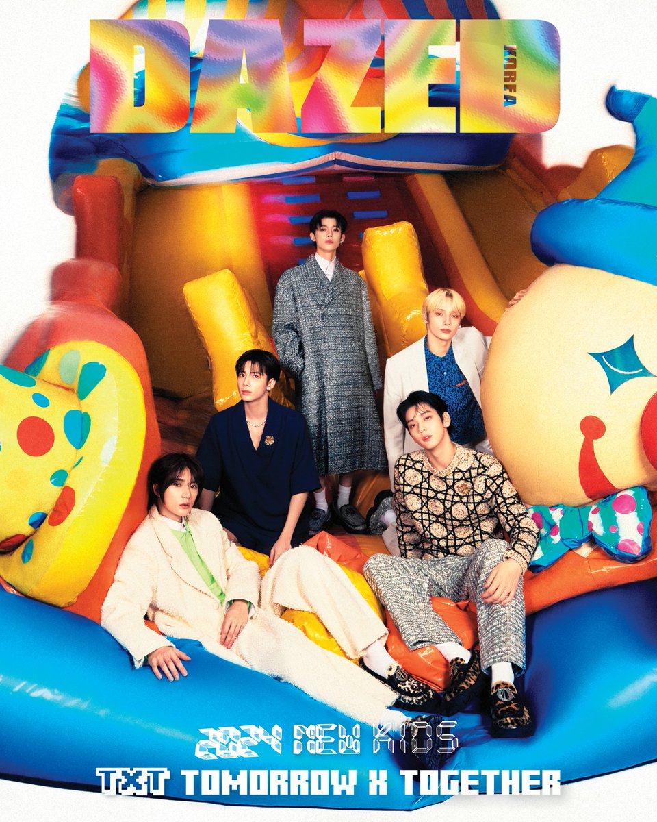Dior's tweet photo. Colors of charm.
Brand ambassadors @TXT_BigHit amp up the cool factor on @DazedKorea's latest cover, striking a pose brimming with the vibrant rhythms of K-pop meets the sleek tailoring of looks selected from the #DiorSummer24 collection by Kim Jones.
#StarsinDior https://t.co/PlxnM9KoSS