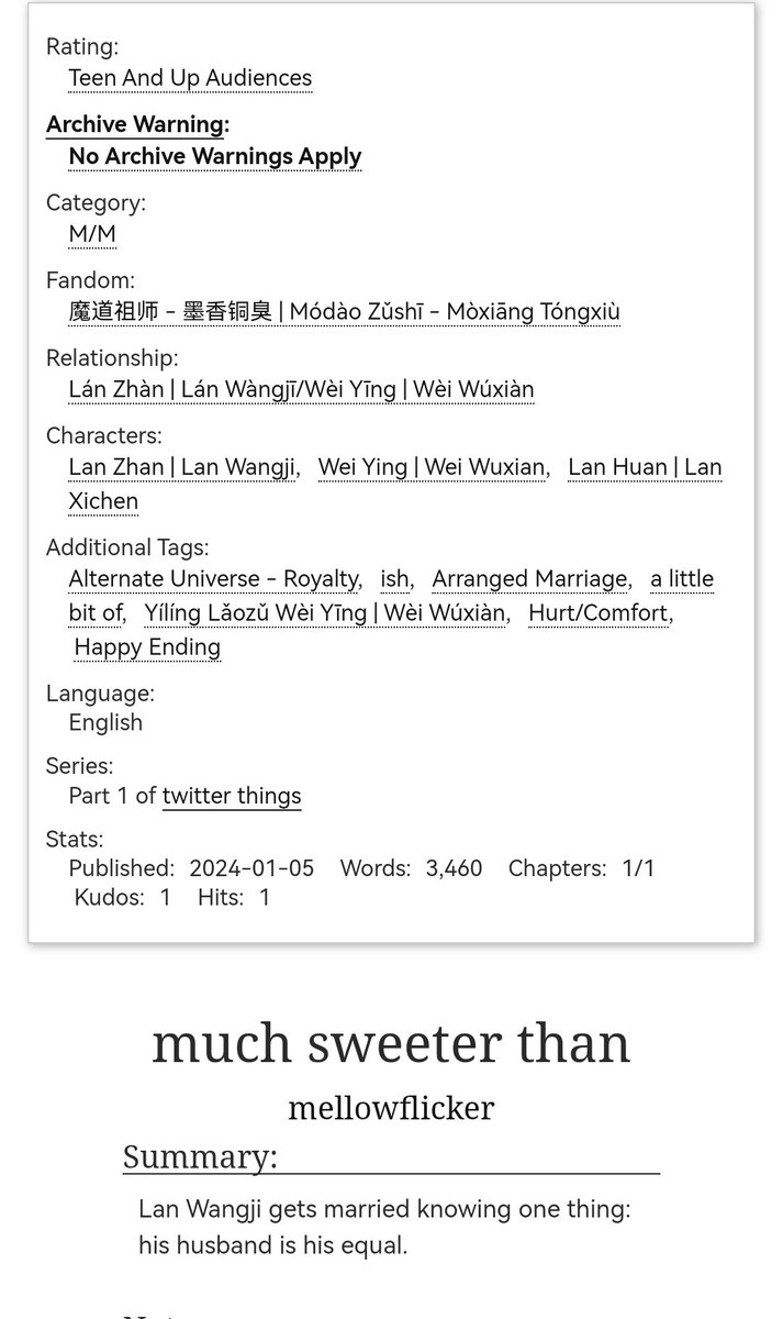 starting the year right with a new fic! 

❄️arranged marriage and a whiff of royalty;
❄️ husbands not making it through for a bit;
❄️ lan wangji in lap!