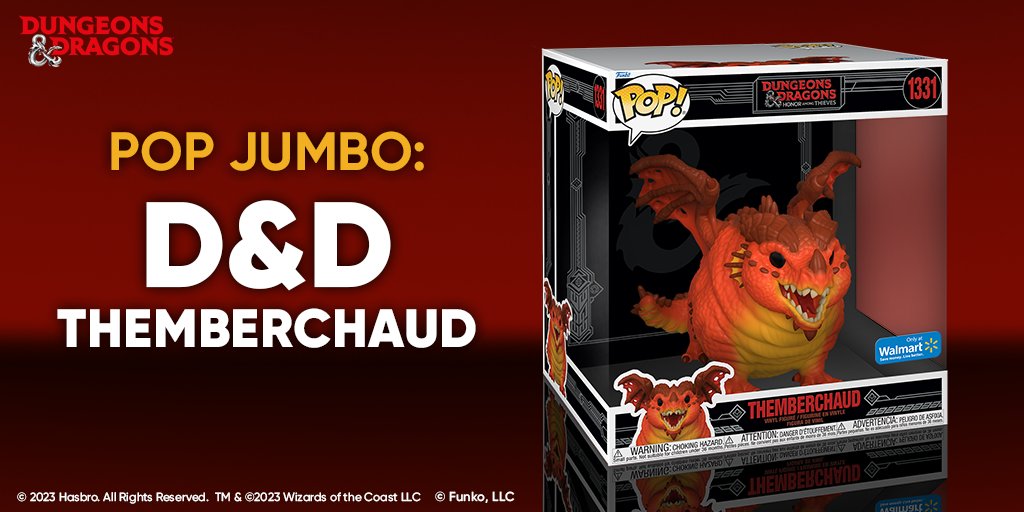 D&D fans, complete your #DungeonsandDragons: Honor Among Thieves collection with Jumbo Pop! Themberchaud. This pudgy Red Dragon is approximately 7.2-inches tall and is available now at #HasbroPulse!