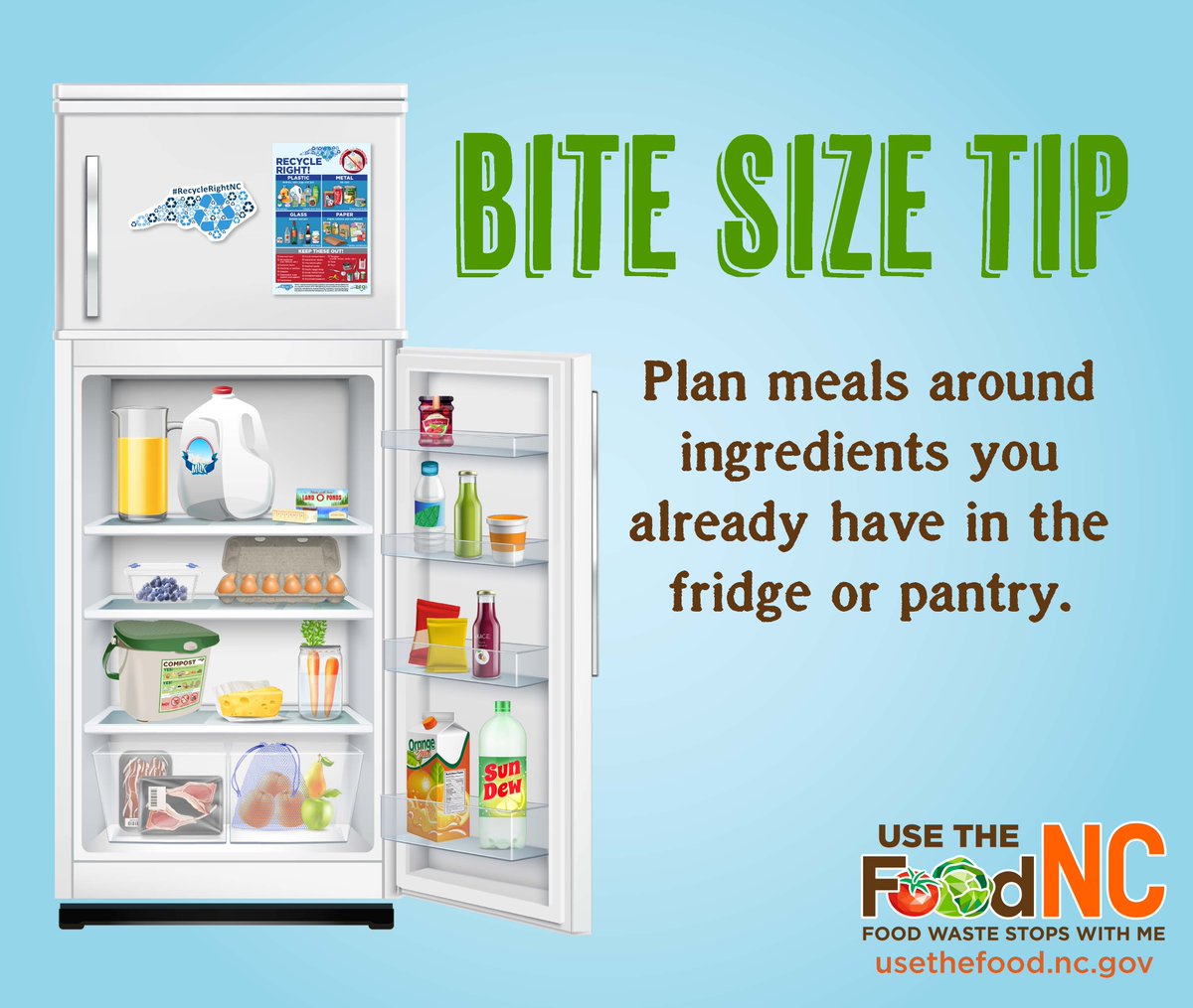 Always check your pantry and refrigerator before you make your shopping list. #UsetheFoodNC #foodwastefriday #foodwastetips #foodwasteprevention #NCDEQ