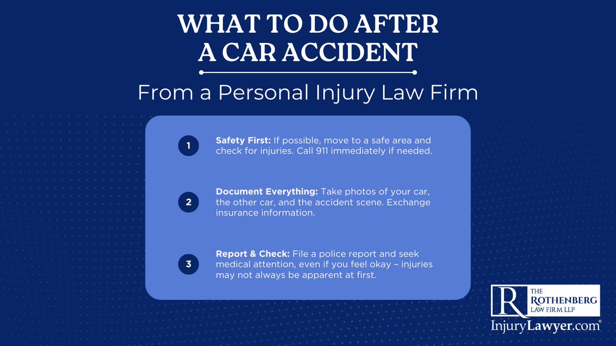 Been in a fender-bender or a serious crash? 🚗💥 Your actions right after a crash can make all the difference. Stay safe on the road, and remember – The Rothenberg Law Firm is here if you need us. #RoadSafety #rothenberglawfirm #nycaccident #safetynyc #safetynj #lawfirm