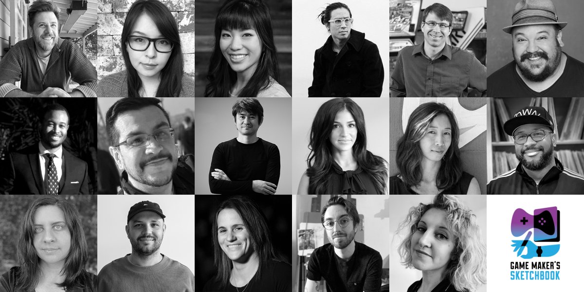 Introducing this year's #GameMakersSketchbook jurors! Meet the esteemed game artists, curators, and representatives in games, animation, film, and fine arts who'll be judging the submissions in the 🧵. Full bios on our incredible panel can be found at gamemakerssketchbook.com/2023-jurors/.