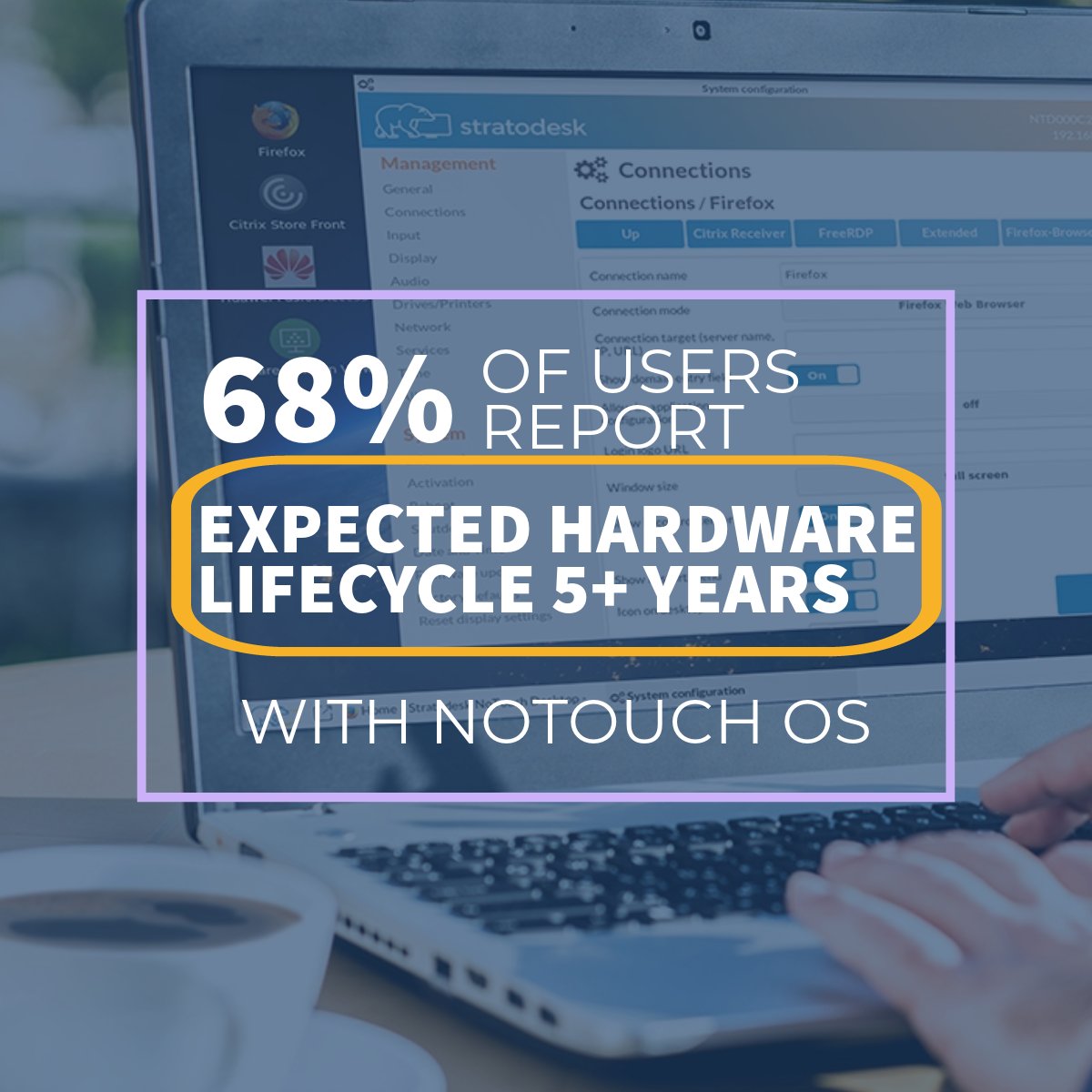 stratodesk's tweet photo. πDid you know that 68% of #Stratodesk customers successfully extend the lifespan of their devices to 5+ years? With our reliable + secure endpoints, managed through one powerful platform, you can do the same!
Get started π https://t.co/21iFQZw1X6
#NoTouch #managedOS https://t.co/DdDslWHBgY