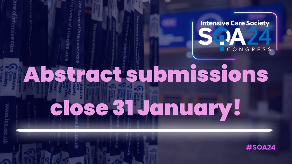 We know the start of the year can be a busy time for everyone, so we've extended the deadline for #SOA24 abstract submissions until 31 January. We've got 5️⃣ categories open, so head to ics.ac.uk/soa and get started on your abstract today. We can't wait to read yours!