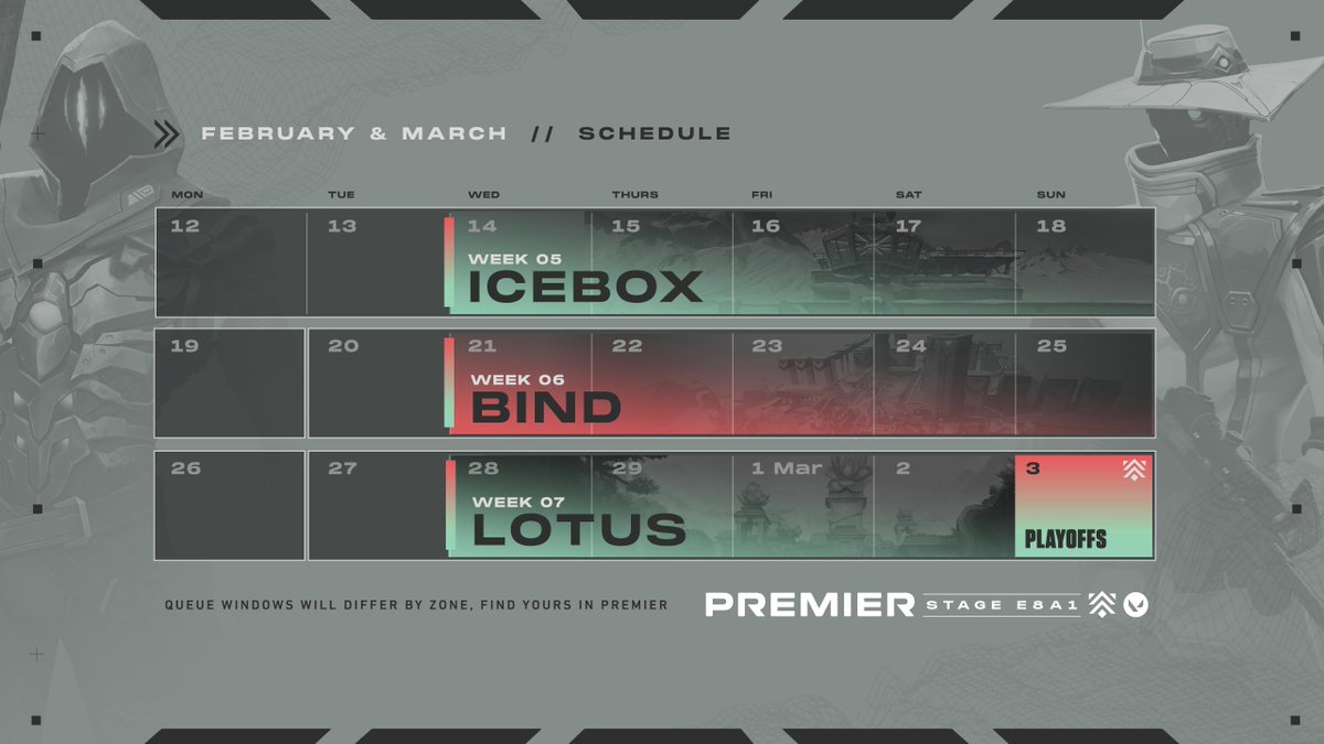 VALORANT's tweet photo. Icebox's back and bringing the cold to Premier Stage E8A1. Take a look at the new map pool. https://t.co/9hLjTM9iBf