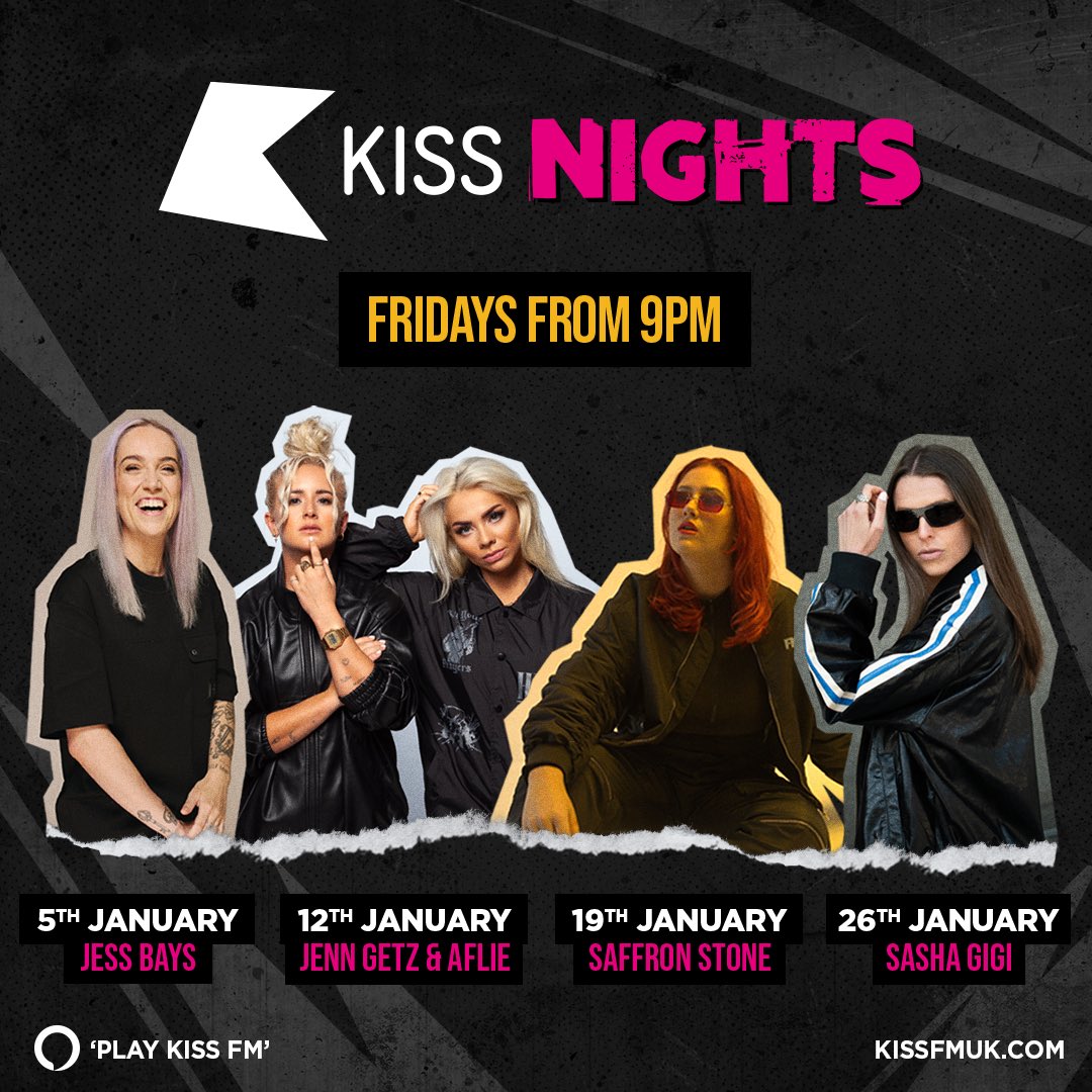 KISS (@playkissuk) on Twitter photo For January <a href="/samdivine/">βΌ Sam Divine βΌ</a> has handed the show over to 5 AMAZING ladies who are set to do BIG things this year! π₯
5TH JAN β‘οΈ <a href="/jessbaysdj/">Jess Bays</a>
12TH JAN β‘οΈ Jenn Getz & Aflie
19TH JAN β‘οΈ <a href="/saffronstone_/">Saffron Stone</a>
26TH JAN β‘οΈ <a href="/sashagigi_dj/">Sasha GiGi</a> For January <a href="/samdivine/">βΌ Sam Divine βΌ</a> has handed the show over to 5 AMAZING ladies who are set to do BIG things this year! π₯
5TH JAN β‘οΈ <a href="/jessbaysdj/">Jess Bays</a>
12TH JAN β‘οΈ Jenn Getz & Aflie
19TH JAN β‘οΈ <a href="/saffronstone_/">Saffron Stone</a>
26TH JAN β‘οΈ <a href="/sashagigi_dj/">Sasha GiGi</a>