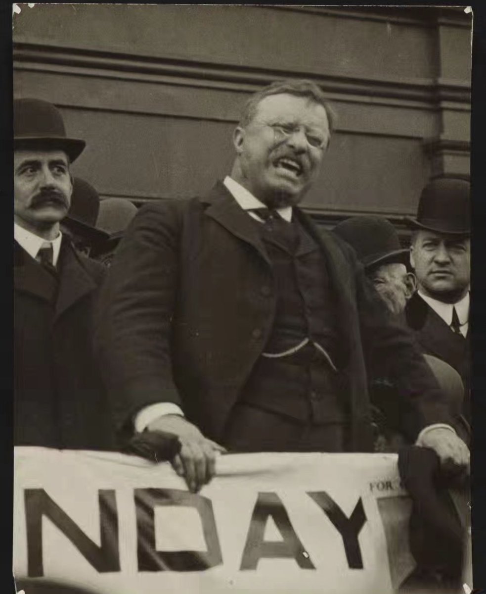 PrezWisdom's tweet photo. Theodore Roosevelt 🇺🇸 undoubtedly unleashing his catalog of “yo mama” jokes on an unruly crowd 

#POTUS 🔥 https://t.co/gDijhpJsg7