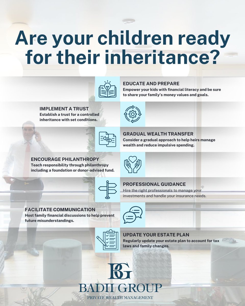 kkbadii's tweet photo. Preparing your children for their inheritance is more than just financial planning. It's about instilling values, fostering financial literacy, and ensuring they're equipped to manage their legacy responsibly. Are your children inheritance-ready? https://t.co/2I80Qhc1Lf