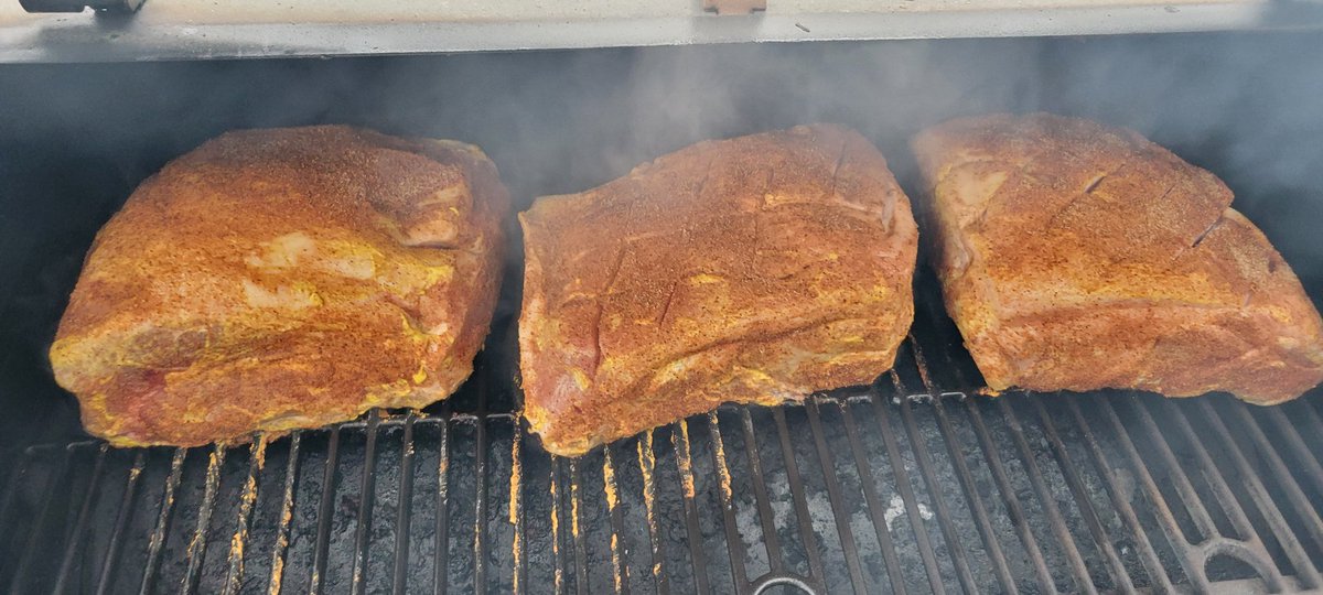 Robotics 2024 kickoff is tomorrow! Smoking up some pork butts for the Kickoff Luncheon!!!