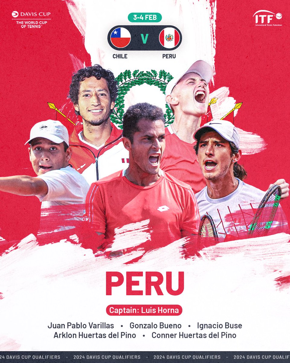 Peru's team for the 2024 #DavisCup Qualifiers 🇵🇪