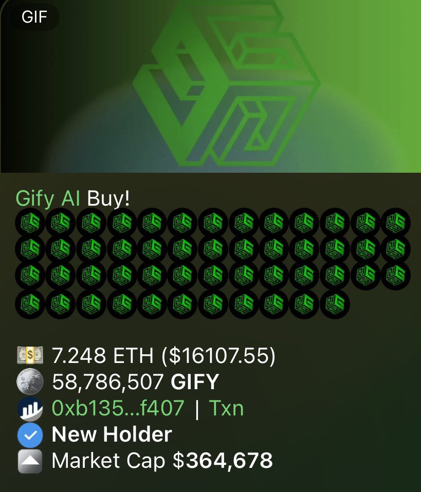GifyAi's tweet photo. Some Whales start popping up $GIFY, what cooking behind? Join with our Community https://t.co/FfX7p6BygC https://t.co/N4RMIoF5RC