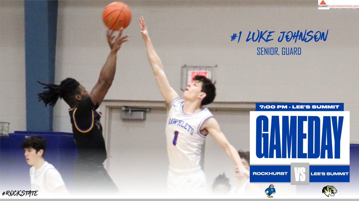 GAMEDAY!

Rockhurst (7-5) hits the road to take on Lee's Summit (4-4) for a Friday night matchup. JV tips at 5:30 p.m. and varsity will follow at 7:00.
Thanks to Summit Gastroenterology for supporting Hawklet Athletics - Rock State!
