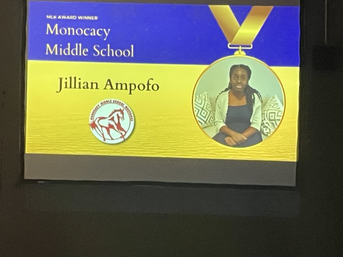 Such a nice evening honoring Jillian our MLK award winner and listening to the Monocacy Middle Jazz band! #TeamMonocacy