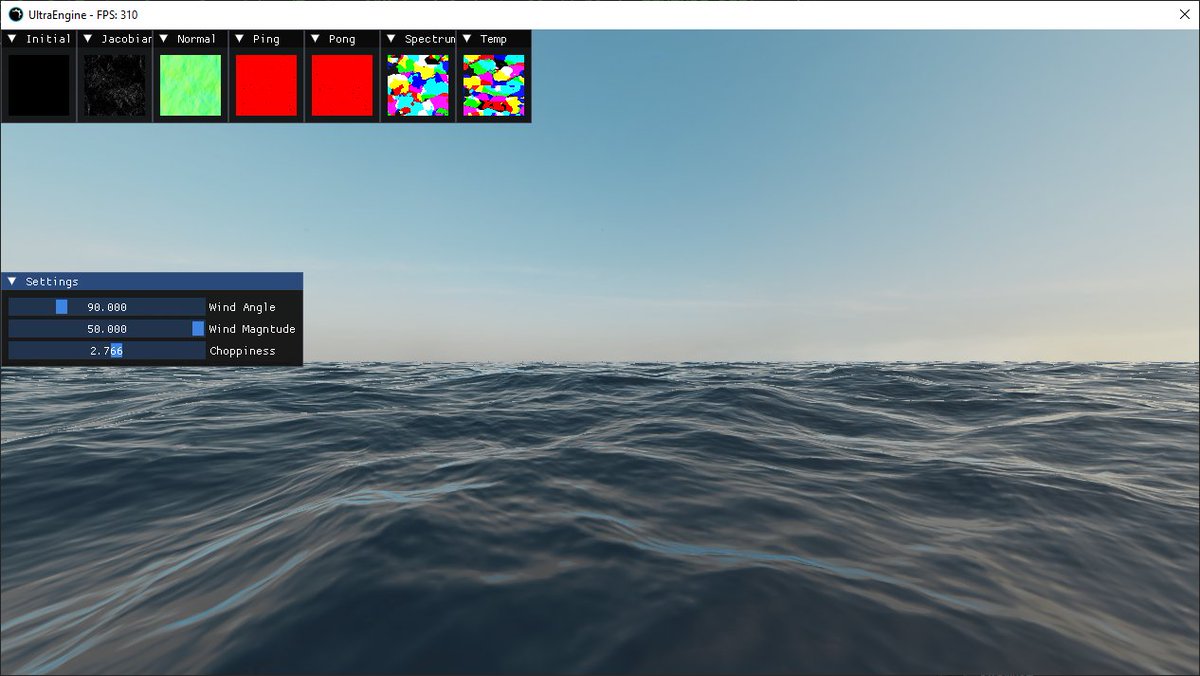 Leadwerks's tweet image. FFT waves in Ultra by klepto2 #gamedev #indiedev #vulkanapi