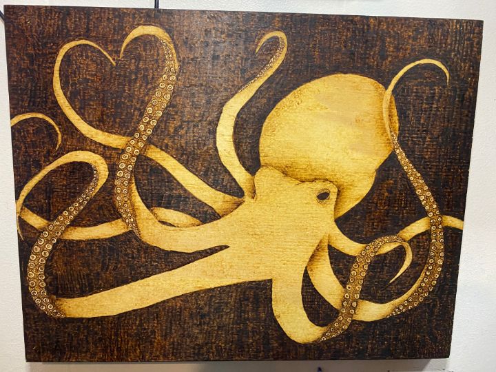 petramonaco's tweet photo. Art of the Day: "Octopus Pyrography Wall Art". Buy at: https://t.co/6sek2PpaPY https://t.co/nxMHYZD0pz